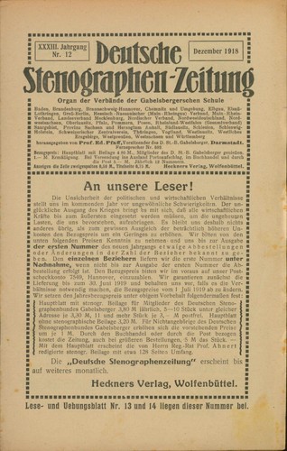 Deutsche stenographen zeitung - deutsche, stenographen-zeitung